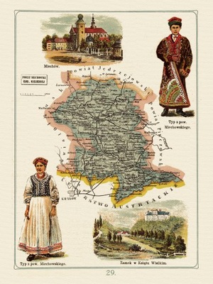 mapa ilustrowana MICHÓW Bazewicz 40x30 cm
