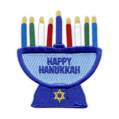 Nášivka - Menora, Chanuka, Hanukkah, Menorah výšivka