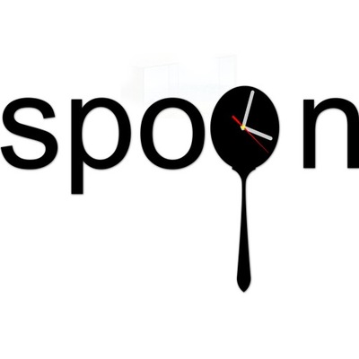 Nowoczesny zegar kuchenny SPOON łyżka 3D połysk