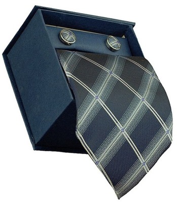 Krawat ze spinkami mankietowymi w pudełku komplet