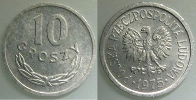 PRL, 10 GROSZY 1975r., AL., ładna