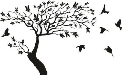 stena nálepky strom s vtákmi stenu