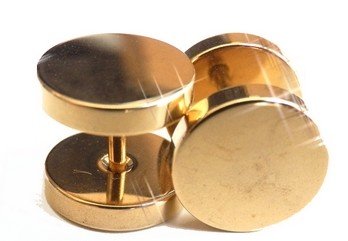 Tunel fake plug imitacja hantle złoty STAL 4mm