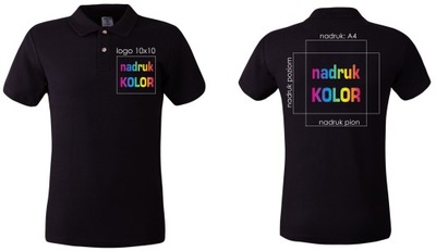 Koszulka kolorowa POLO z nadrukiem logo + A4 DTG