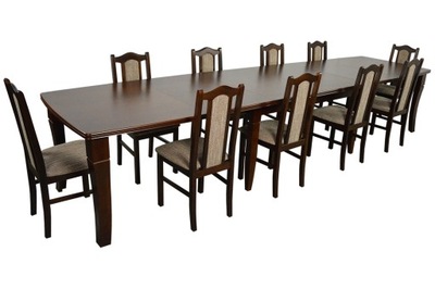 Duży stół rozkładany i 10 krzeseł ZESTAW DO SALONU