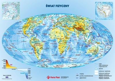 Podkładka podkład na biurko dwustronna Mapa Świata