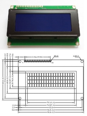 ART Nowe LCD 4x20 z podśw LED (White/Blue) Ext.Temp.