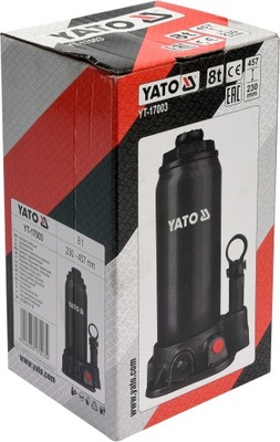 YATO PODNOŚNIK HYDRAULICZNY SŁUPKOWY BUTELKOWY 8000kg 8T 230-457mm LEWAREK