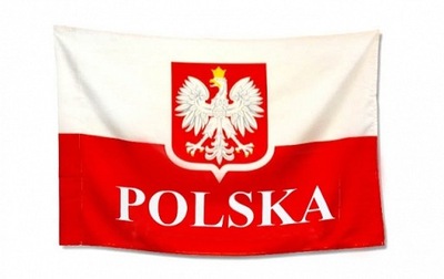 FLAGA POLSKI BARWY NARODOWE Z GODŁEM 119x73cm