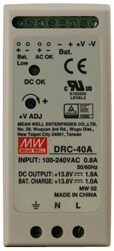 Буферный источник питания DIN Mean Well DRC-40A 12 В 1,9 А