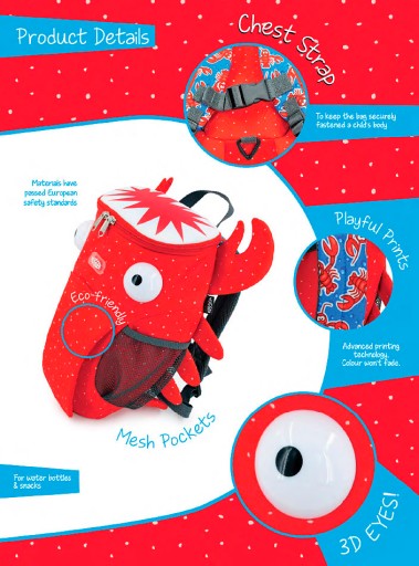 Детский рюкзак Hugger, 1-4 года, лобстер, краб