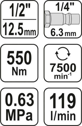 ПНЕВМАТИЧЕСКИЙ КЛЮЧ 550 НМ 1/2 УДАРНЫЙ ДВОЙНОЙ МОЛОТОК