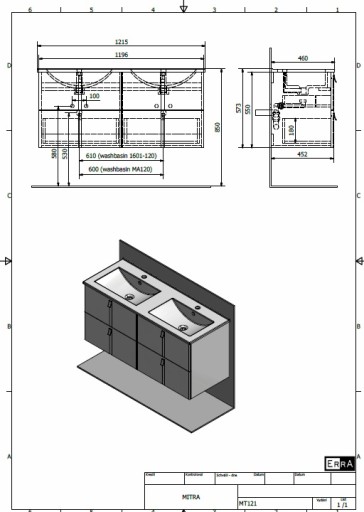 Шкаф под умывальник SoftClose 119,6x55x45см, белый