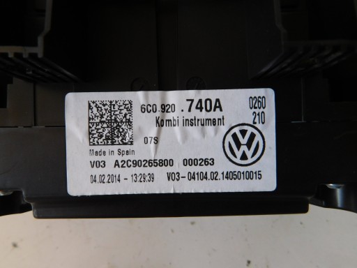 VW POLO 6C 1.2 TSI LICZNIK ZEGARY 6C0920740A