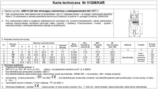 3,15T Hak skracający sworzniowy z zab. 10 mm KL. 8