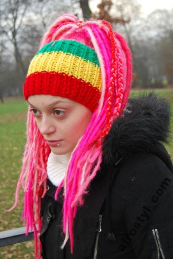 rock opaska rasta na dredy,warkoczyki,jamajka