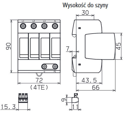 ОГРАНИЧИТЕЛЬ ПЕРЕНАПРЯЖЕНИЯ класс C T2 4P 20кА DEHN 952405