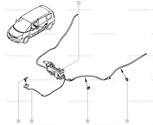 ЭЛЕКТРИЧЕСКИЙ ТОРМОЗНОЙ ТРОС RENAULT LAGUNA II ПРАВЫЙ