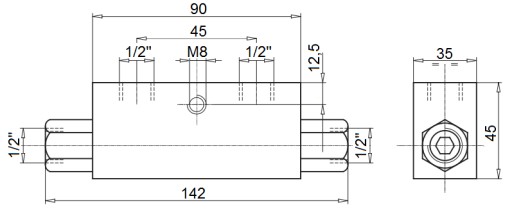 ДВОЙНОЙ ОБРАТНЫЙ КЛАПАН VBPDE 1/2 50л 350бар OM