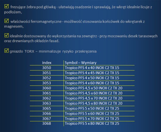 Шурупы для террас из нержавеющей стали 5x60-1000