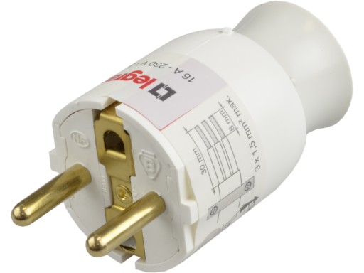 Вилка 2P+Z 16 А - поворотная белая - Legrand
