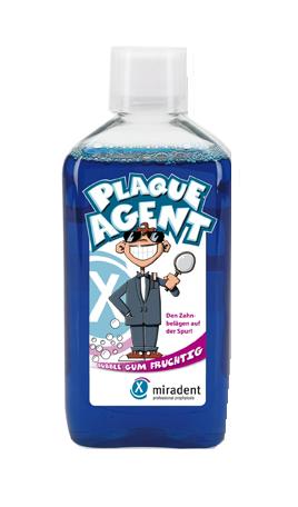 Жидкий агент Miradent Plaque Agent окрашивает зубной налет