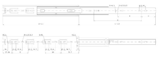 PROWADNICA KULKOWA AMIX H45 DB/45 L-500MM