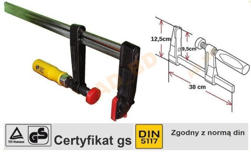 Ścisk stolarski TYP ''F' ząbkowana prowadnica HIT