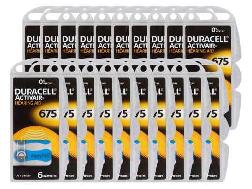 120 x 675 слуховых батарей PR44 Duracell ActivAir