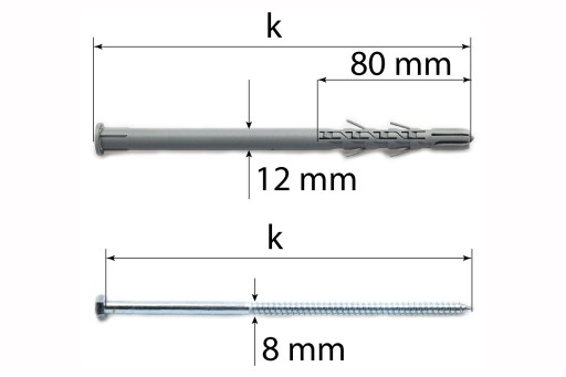 Kołki rozporowe 12x220 długie rozpieranie dyble ramowe na klucz 50kpl