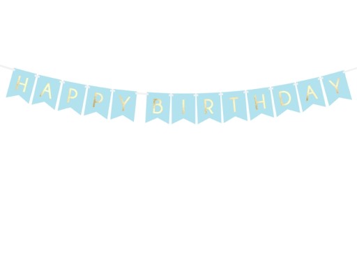 Baner Happy Birthday Niebieski Błękitny Urodziny Girlanda Urodzinowa 175cm