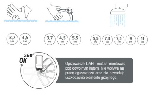 Водонагреватель DAFI 7,3 кВт 230 В - термопара