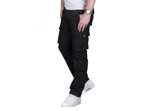 Bojówki czarne + pasek D9079-1 fashionmen2 rozm.38