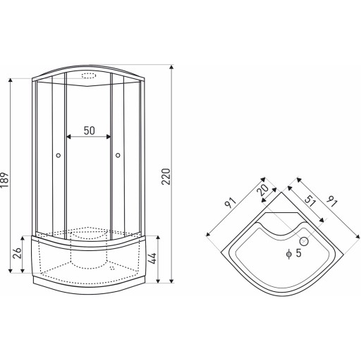 ДУШЕВАЯ КАБИНА С ГИДРОМАССАЖЕМ 91Х91 БЫСТРЫЙ МОНТАЖ