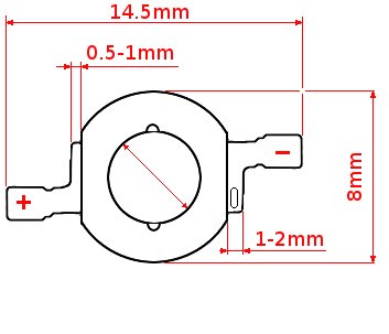 3x 3W POWER LED COLD 6500K BRIDGELUX 45mil