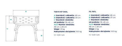 Taboret pod prysznic prysznicowy stołek krzesło TF