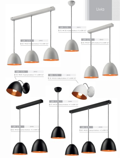 3 LAMPA WISZĄCA METALOWA LIVIA LOFT GRAFIT BIAŁA