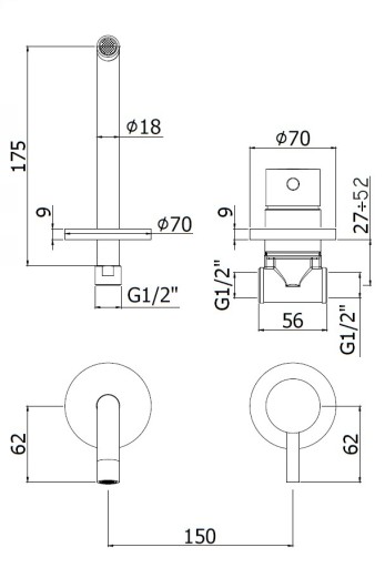 РАКОВИНА PAFFONI LIGHT FATTER, НАСТЕННАЯ LIG006