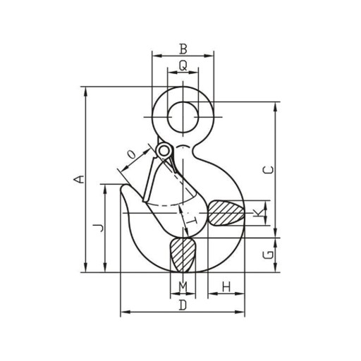 Крючок с ухом и 750 кг 0,75T защиты - 1 шт.