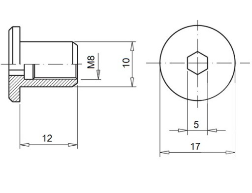 ГАЙКИ ERICSON M8 x 12 МЕБЕЛЬНЫЕ ГАЙКИ ERICSON С ПЛОСКОЙ ГОЛОВКОЙ 10 ШТ.