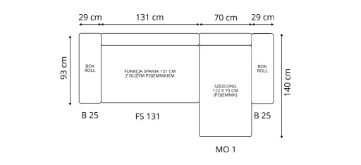 NAROŻNIK MASSIMO Z2 ROZKŁADANY POJEMNIKI PRODUCENT