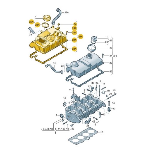 КЛАПАННАЯ КРЫШКА ОДМА SKODA SEAT VW AUDI 1.9 2.0