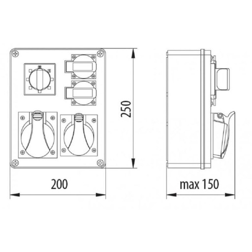 Комплект нет 1x32A/5P 1x16A/5P 2xGW IP44 иск. Л-0-Р