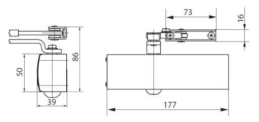 GEZE TS 1500 Доводчик + рычаг с замком