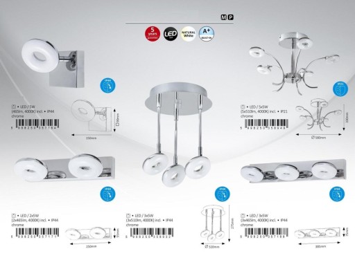 Современный настенный светильник для ванной комнаты над зеркалом LED IP44