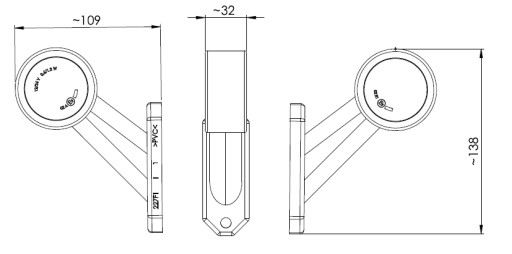 LAMPA OBRYSOWA GUMOWA LED BIAŁO CZERWONA LD 725/P