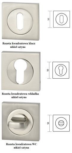 Klamka Dotty Q rozeta kwadratowa nikiel satyna VDS