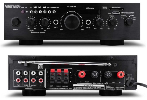 ZESTAW KOLUMN 800W WZMACNIACZ BLUETOOTH + KABLE 5K