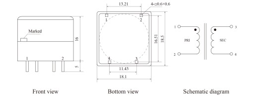 TA1310-03 0.5A/5mA Przekładnik prądowy