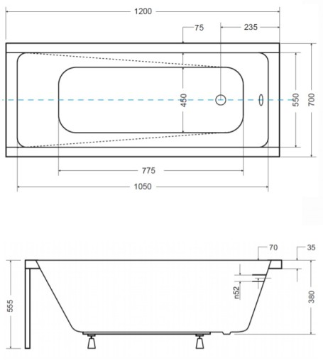 Современный PMD Besco Bathtub 120x70